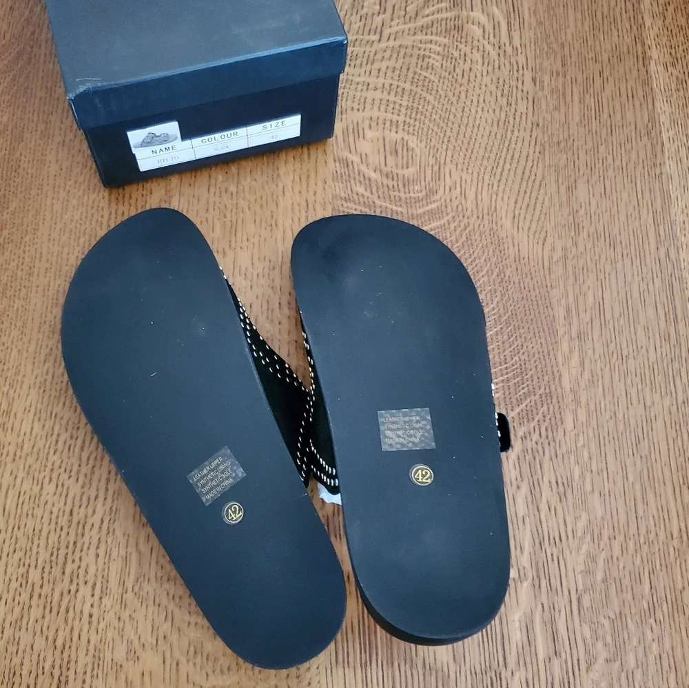 Silent D Studded Slide Sandals - black